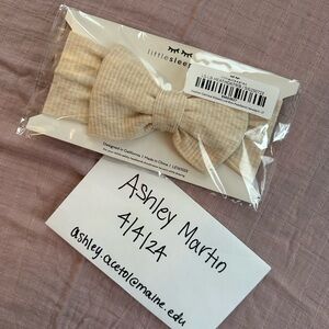 NWT Oatmeal Ribbed Little Sleepies Luxe Bow